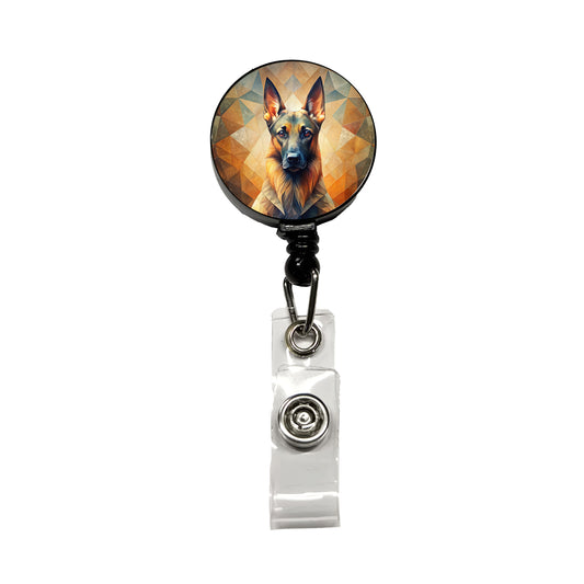 Belgian Malinois Dog Abstract Stylized Art Retractable ID Key Card Name Tag Badge Holder with Clip