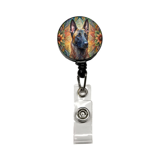 Belgian Malinois Dog Bohemian Art Retractable ID Key Card Name Tag Badge Holder with Clip