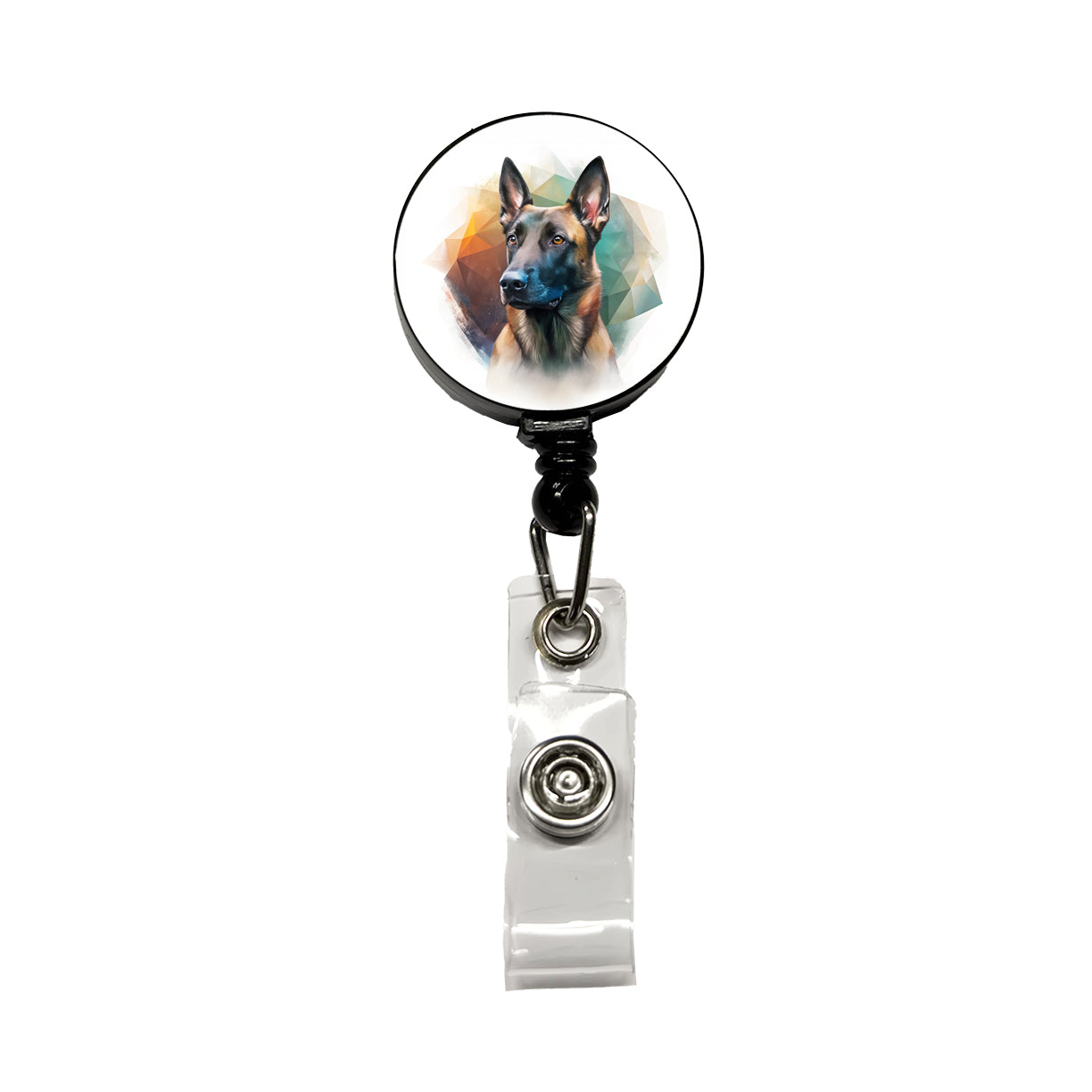 Belgian Malinois Dog Contemporary Art Retractable ID Key Card Name Tag Badge Holder with Clip