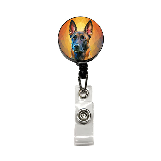 Belgian Malinois Dog Pop Art Retractable ID Key Card Name Tag Badge Holder with Clip