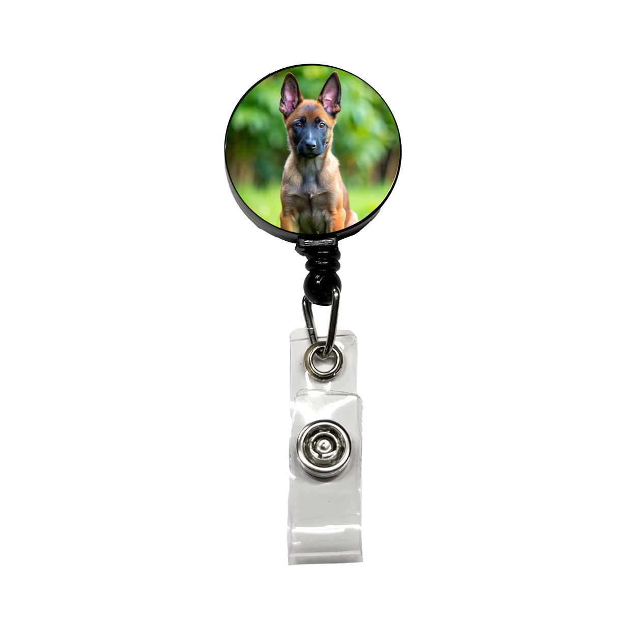 Belgian Malinois Dog Puppy Photo Retractable ID Key Card Name Tag Badge Holder with Clip