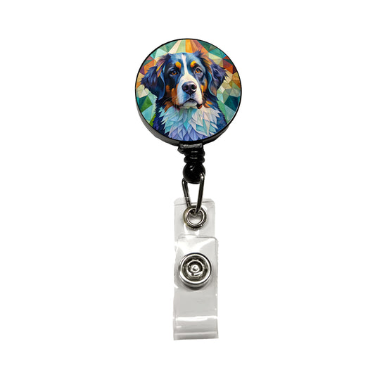 Bernese Mountain Dog Abstract Art Retractable ID Key Card Name Tag Badge Holder with Clip