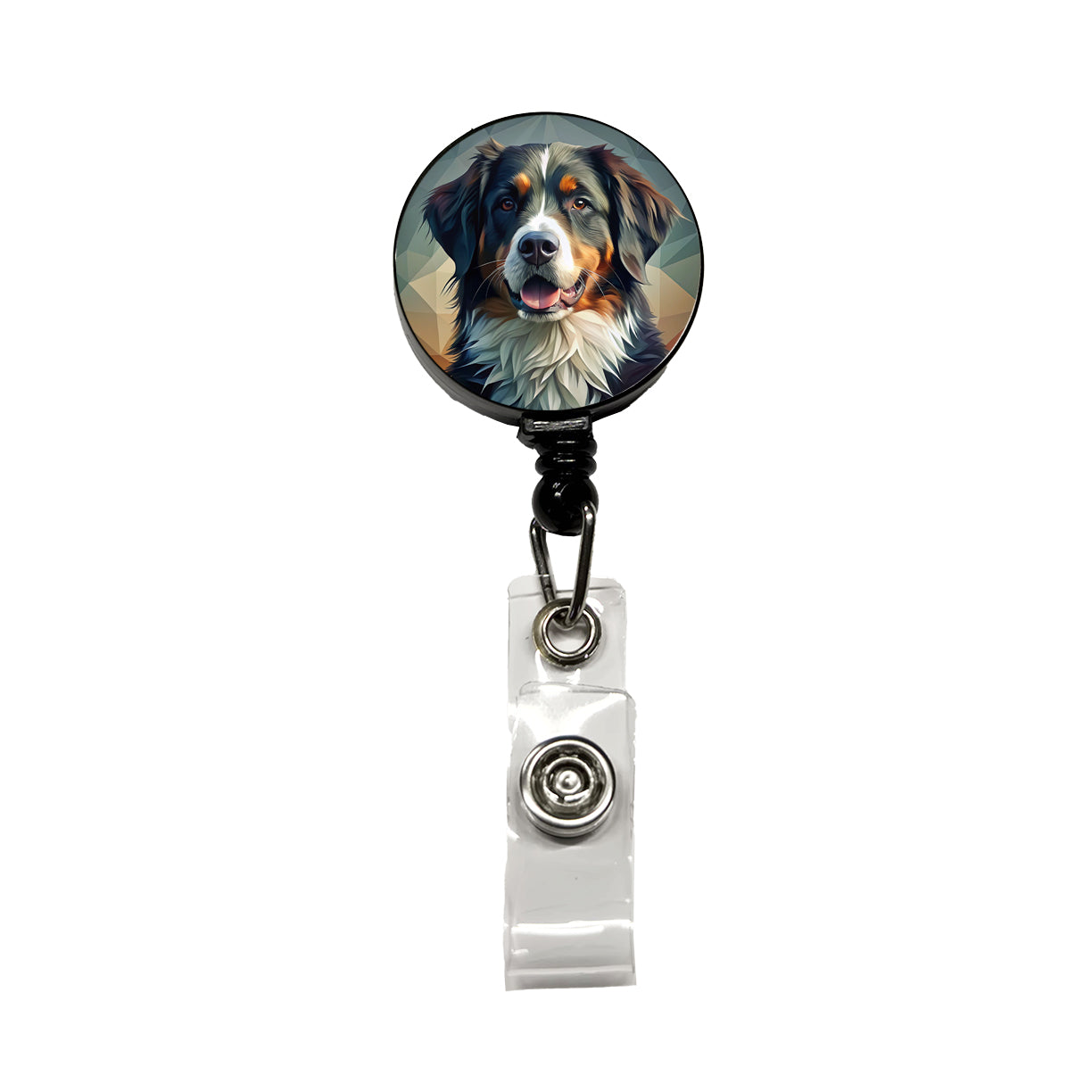 Bernese Mountain Dog Contemporary Art Retractable ID Key Card Name Tag Badge Holder with Clip