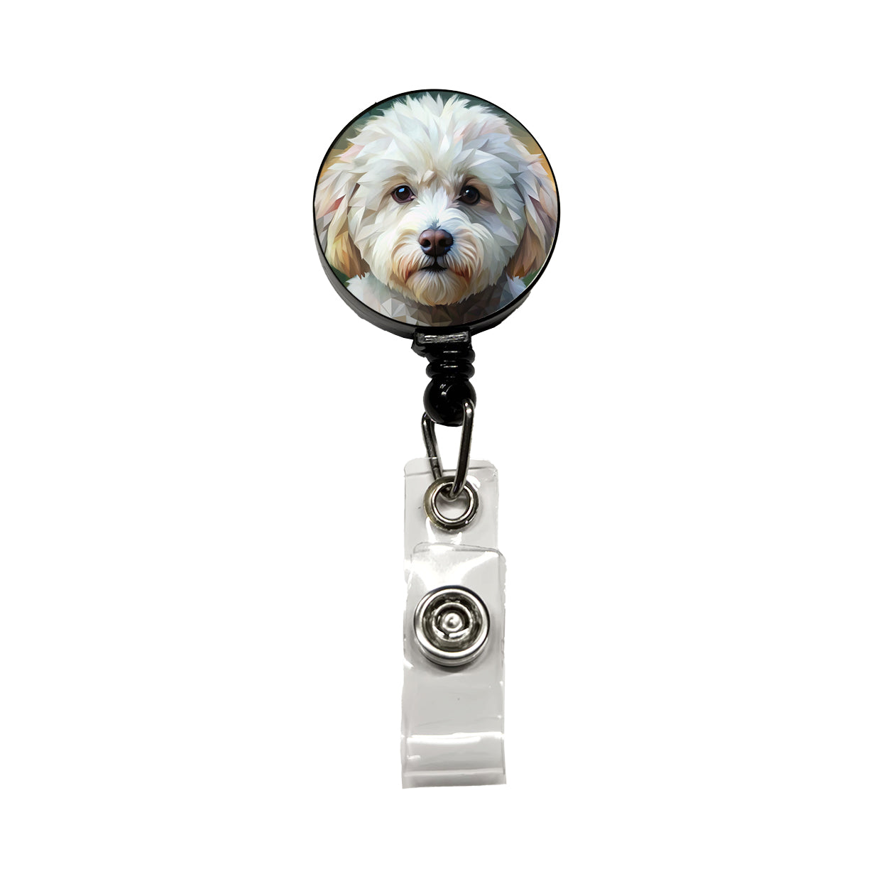 Bichon Frise Dog Abstract Stylized Art Retractable ID Key Card Name Tag Badge Holder with Clip