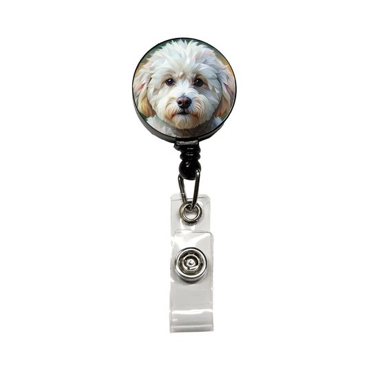 Bichon Frise Dog Abstract Stylized Art Retractable ID Key Card Name Tag Badge Holder with Clip