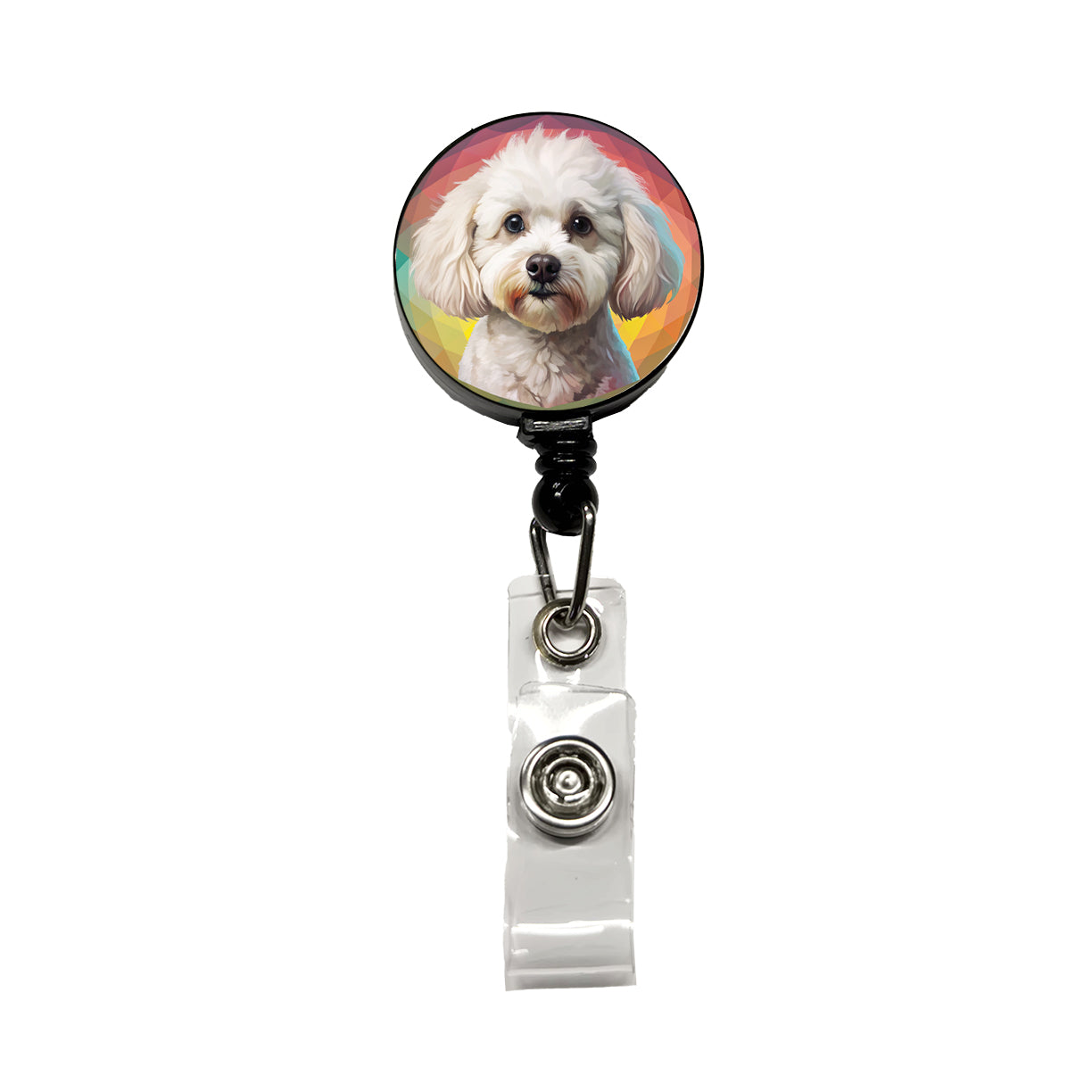 Bichon Frise Dog Contemporary Art Retractable ID Key Card Name Tag Badge Holder with Clip