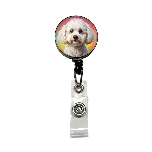 Bichon Frise Dog Contemporary Art Retractable ID Key Card Name Tag Badge Holder with Clip
