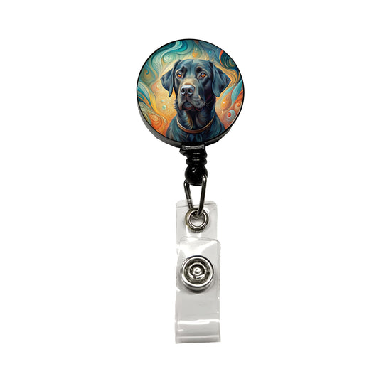 Black Labrador Retriever Dog Abstract Art Retractable ID Key Card Name Tag Badge Holder with Clip
