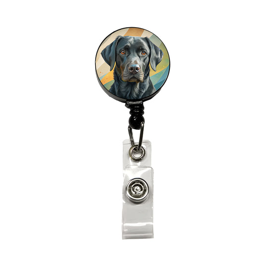 Black Labrador Retriever Dog Contemporary Art Retractable ID Key Card Name Tag Badge Holder with Clip