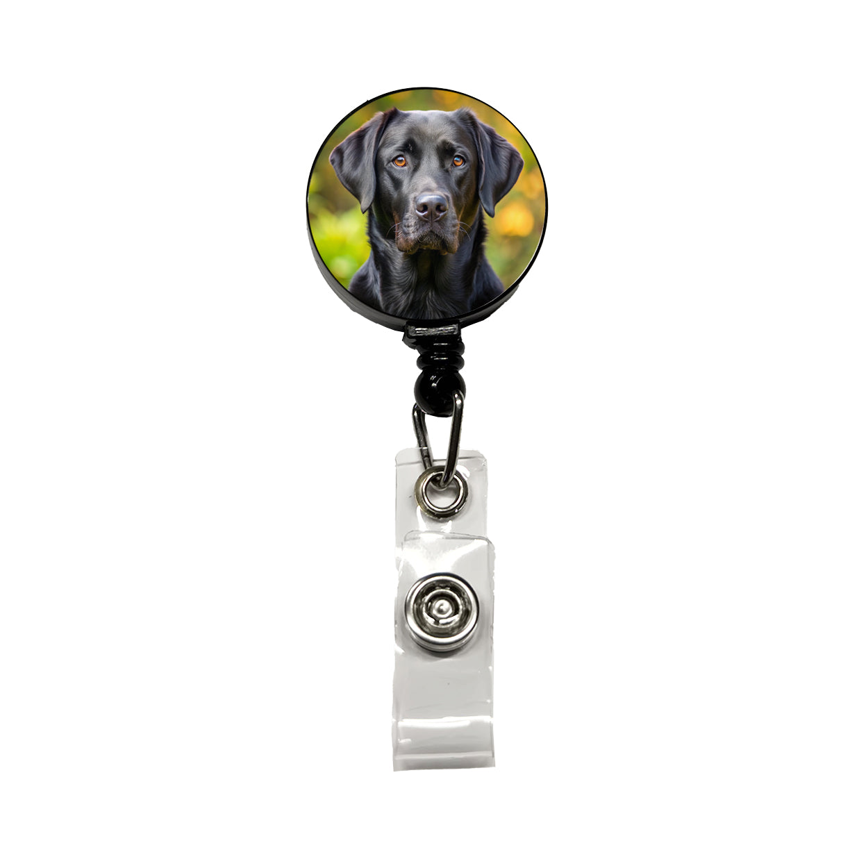 Black Labrador Retriever Dog Photo Retractable ID Key Card Name Tag Badge Holder with Clip