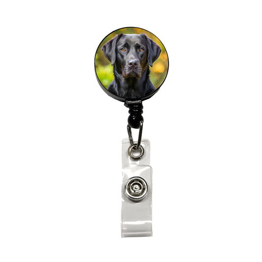 Black Labrador Retriever Dog Photo Retractable ID Key Card Name Tag Badge Holder with Clip