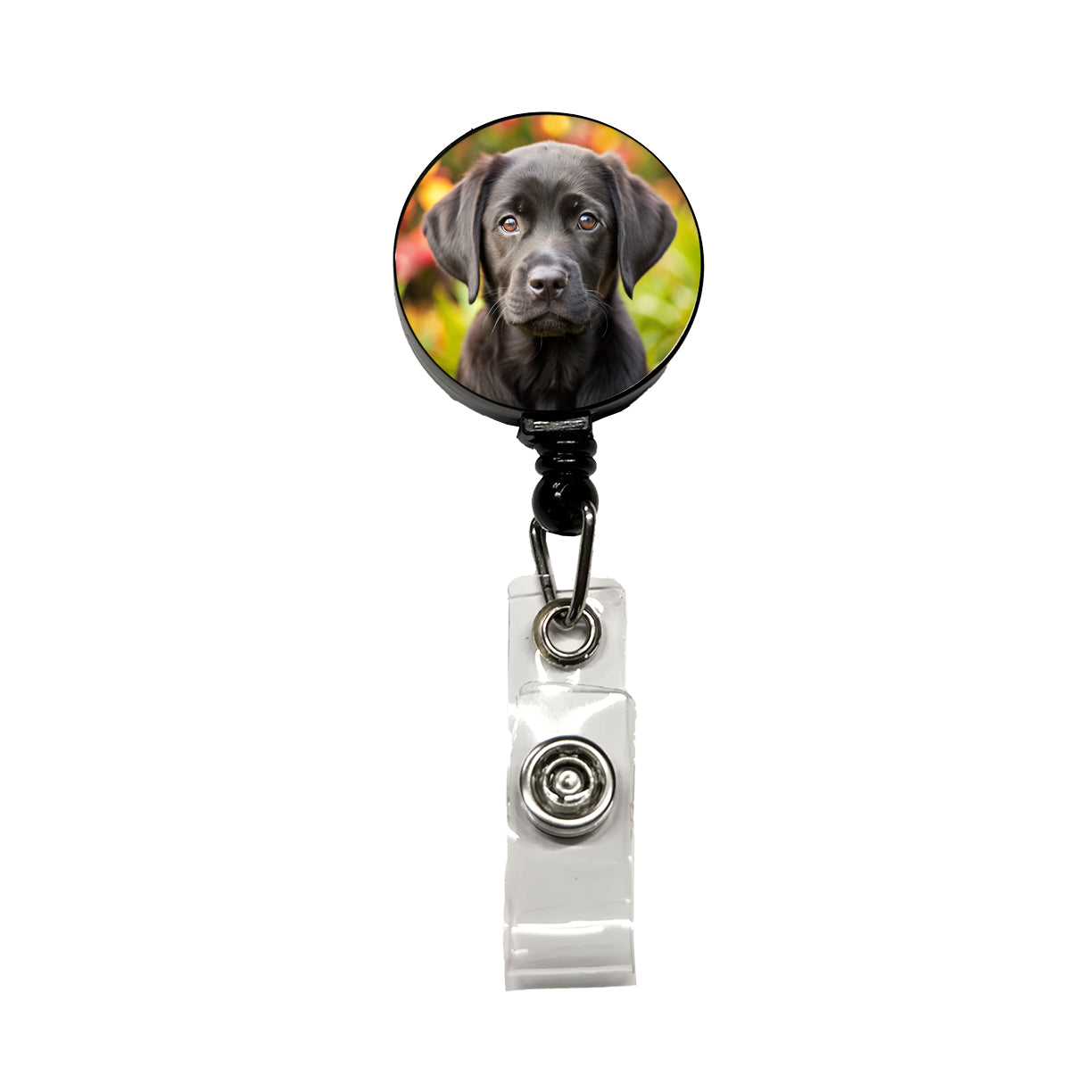 Black Labrador Retriever Dog Puppy Photo Retractable ID Key Card Name Tag Badge Holder with Clip