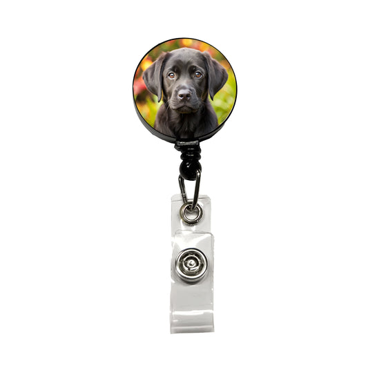 Black Labrador Retriever Dog Puppy Photo Retractable ID Key Card Name Tag Badge Holder with Clip