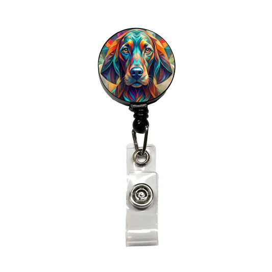 Bloodhound Dog Abstract Stylized Art Retractable ID Key Card Name Tag Badge Holder with Clip