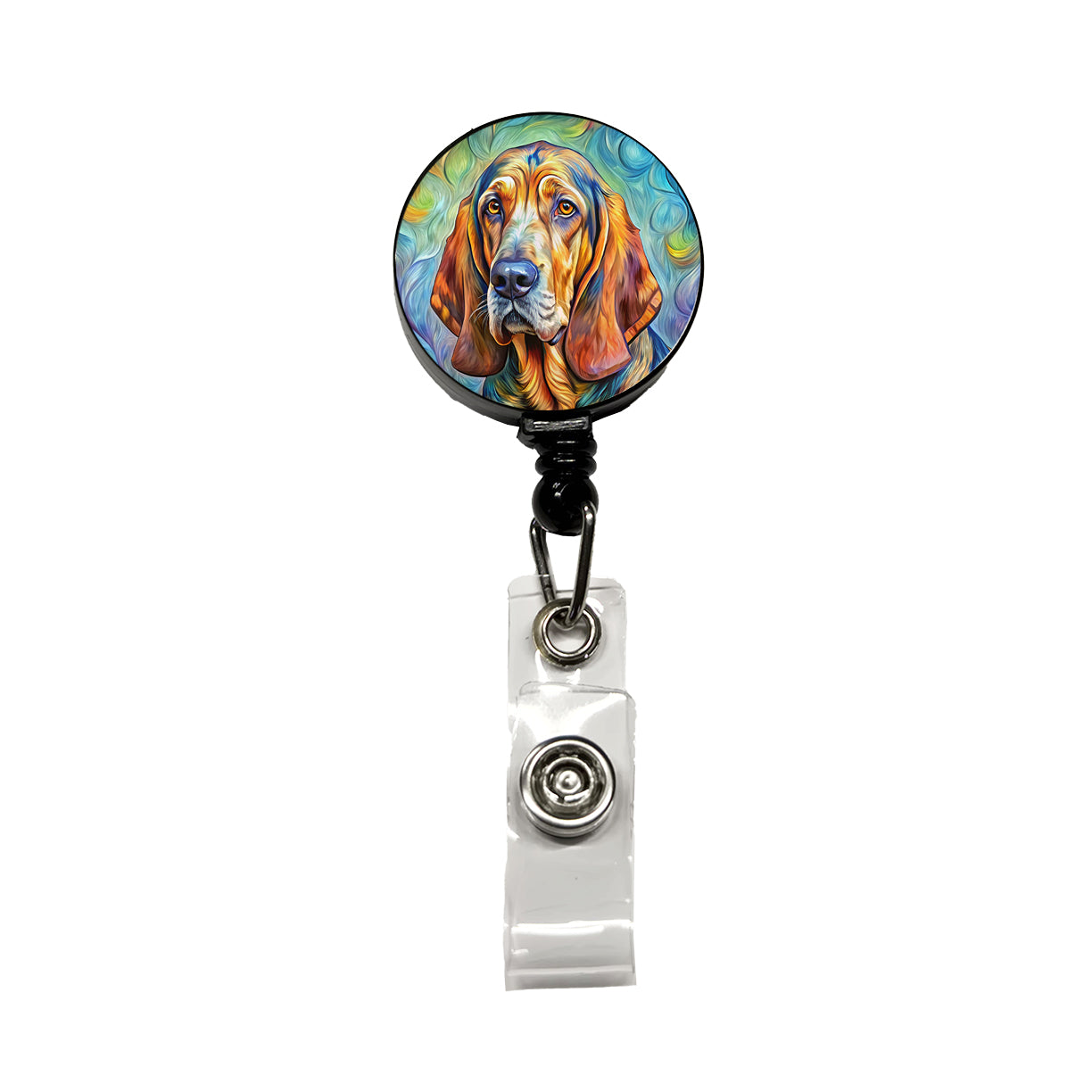 Bloodhound Dog Expressionism Art Retractable ID Key Card Name Tag Badge Holder with Clip