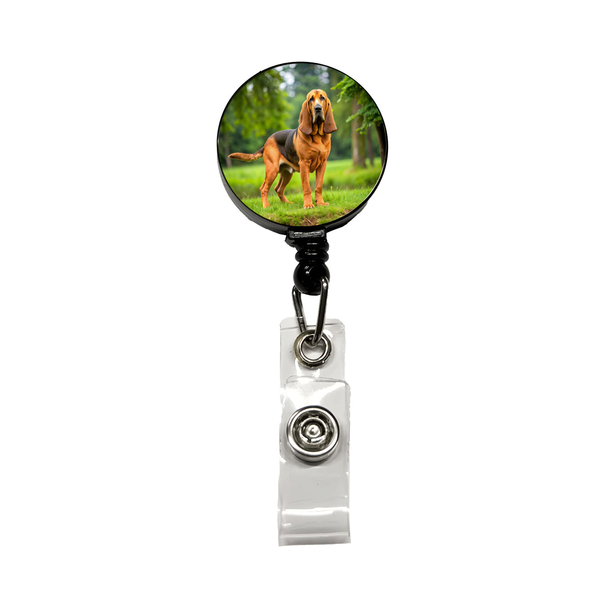 Bloodhound Dog Photo Retractable ID Key Card Name Tag Badge Holder with Clip