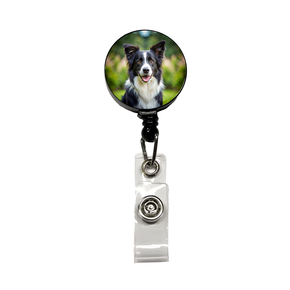 Border Collie Dog Photo Retractable ID Key Card Name Tag Badge Holder with Clip
