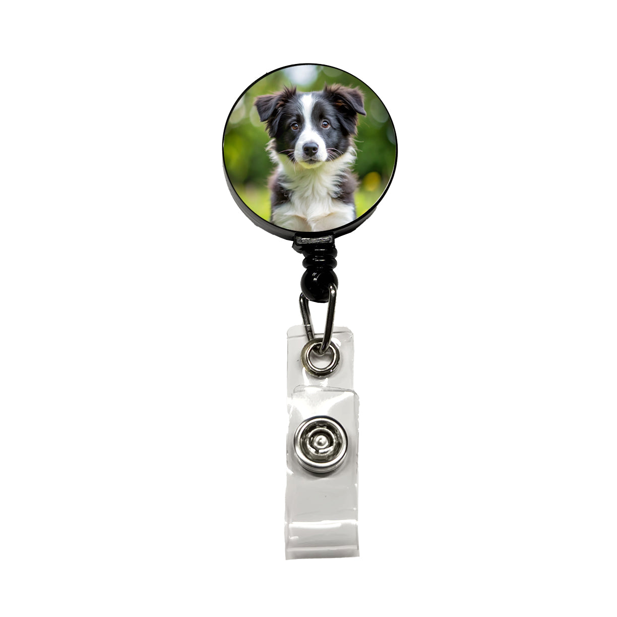 Border Collie Dog Puppy Photo Retractable ID Key Card Name Tag Badge Holder with Clip