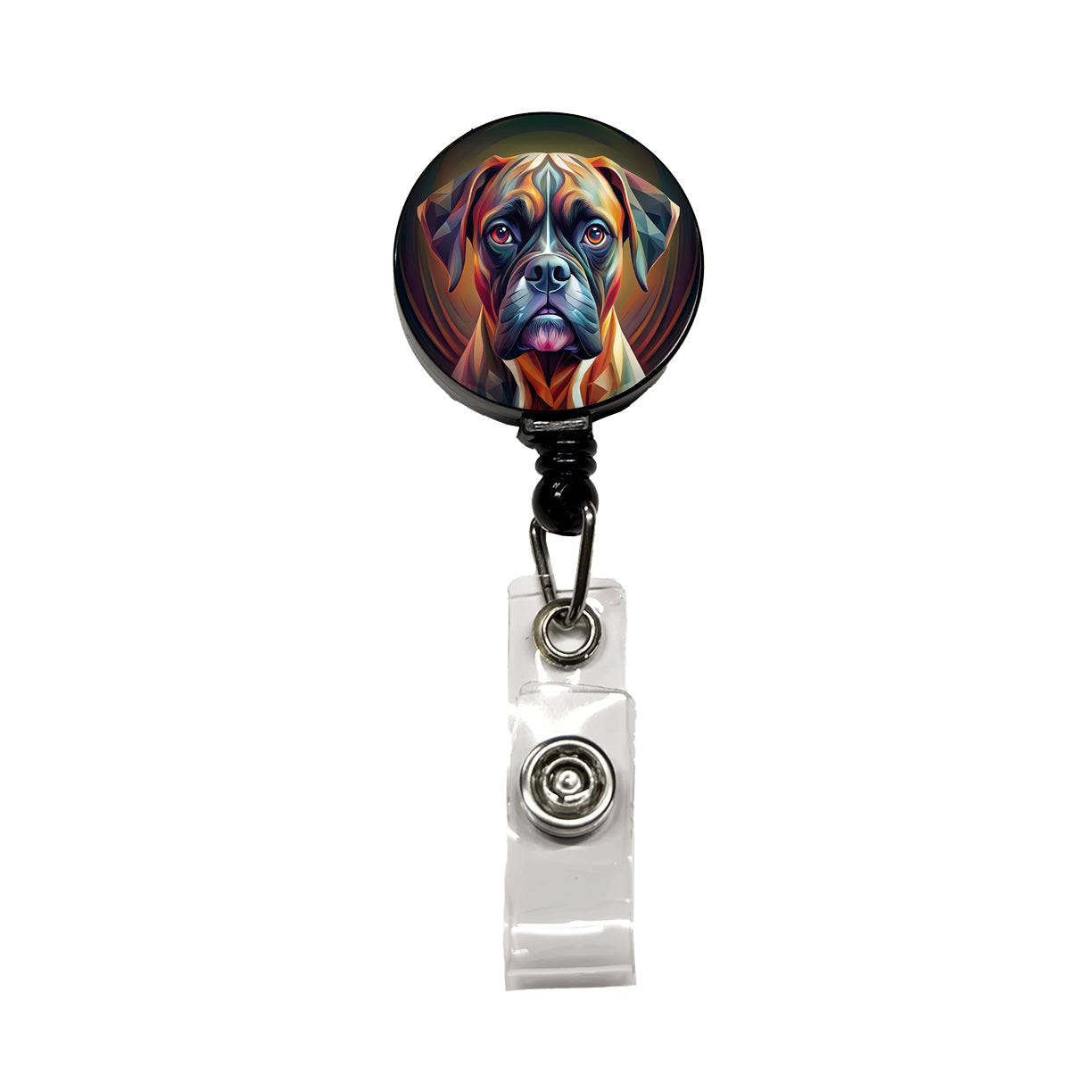 Boxer Dog Abstract Stylized Art Retractable ID Key Card Name Tag Badge Holder with Clip