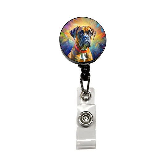 Boxer Dog Expressionism Art Retractable ID Key Card Name Tag Badge Holder with Clip