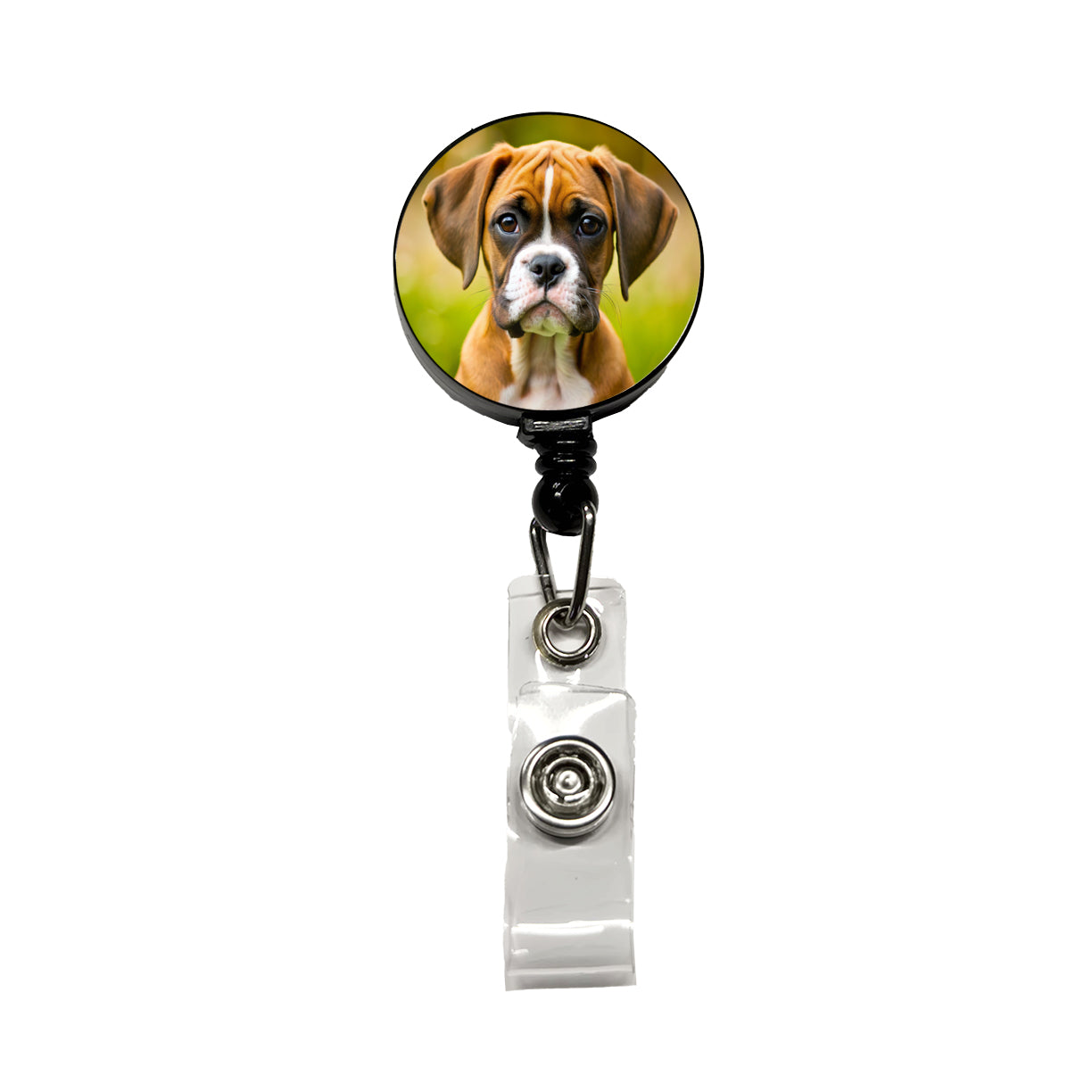 Boxer Dog Puppy Photo Retractable ID Key Card Name Tag Badge Holder with Clip
