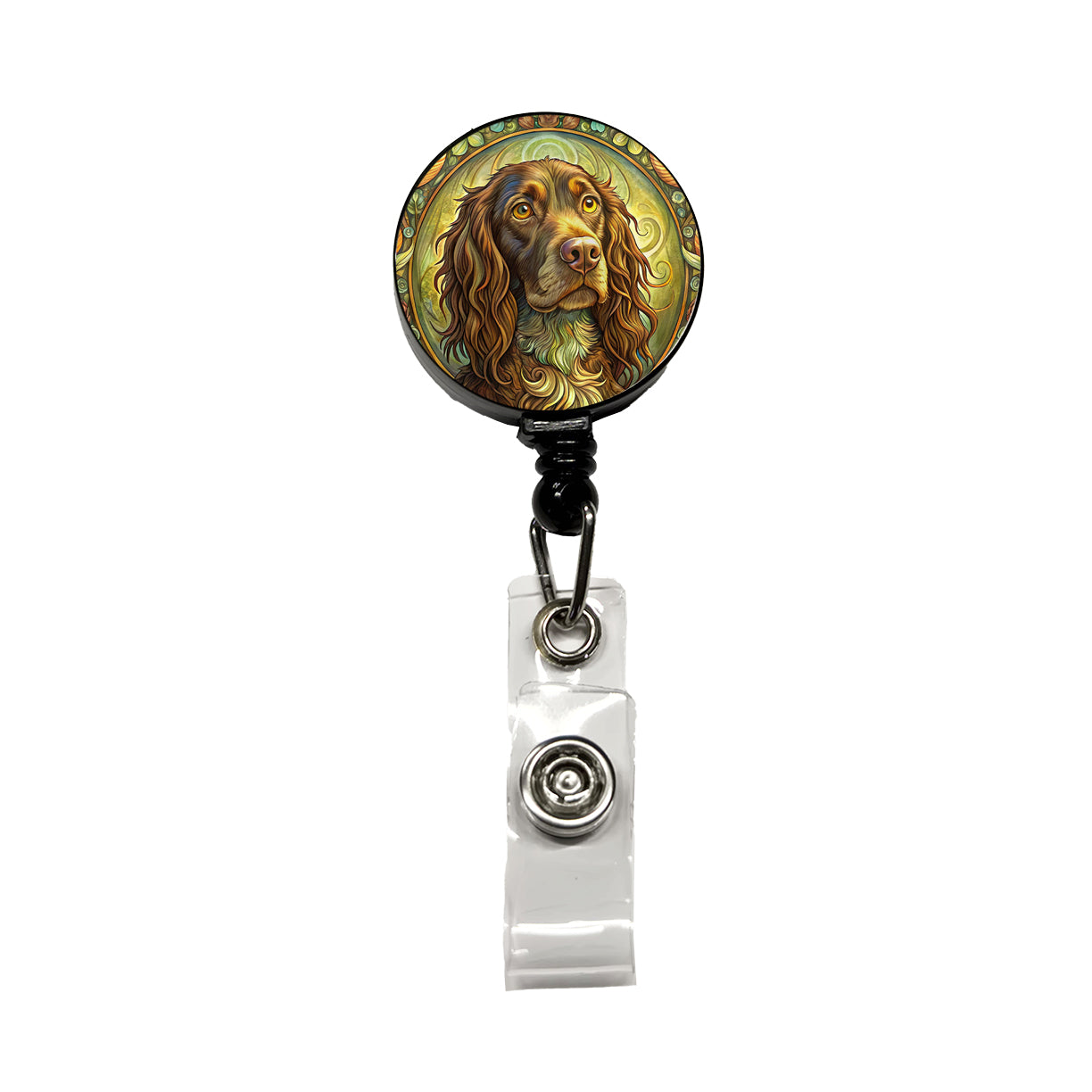 Boykin Spaniel Dog Art Nouveau Retractable ID Key Card Name Tag Badge Holder with Clip