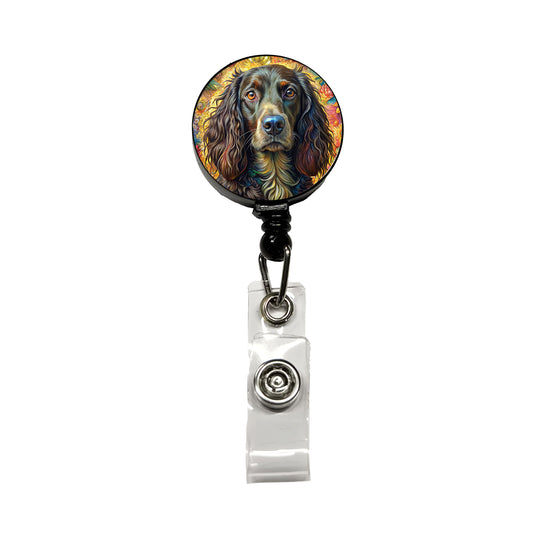 Boykin Spaniel Dog French Bohemian Art Retractable ID Key Card Name Tag Badge Holder with Clip