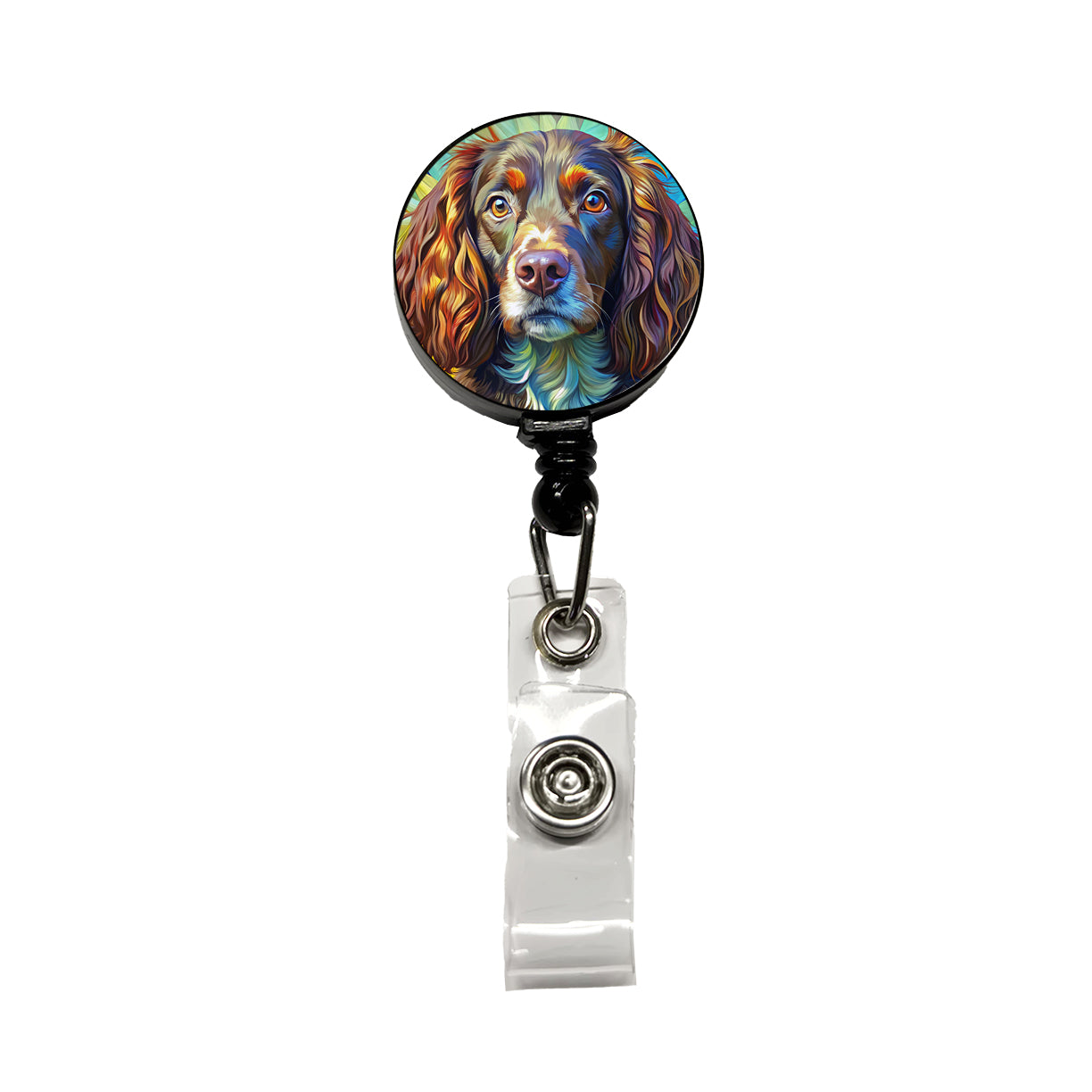 Boykin Spaniel Dog Pop Art Retractable ID Key Card Name Tag Badge Holder with Clip