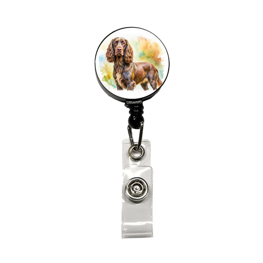Boykin Spaniel Dog Watercolor Style Retractable ID Key Card Name Tag Badge Holder with Clip