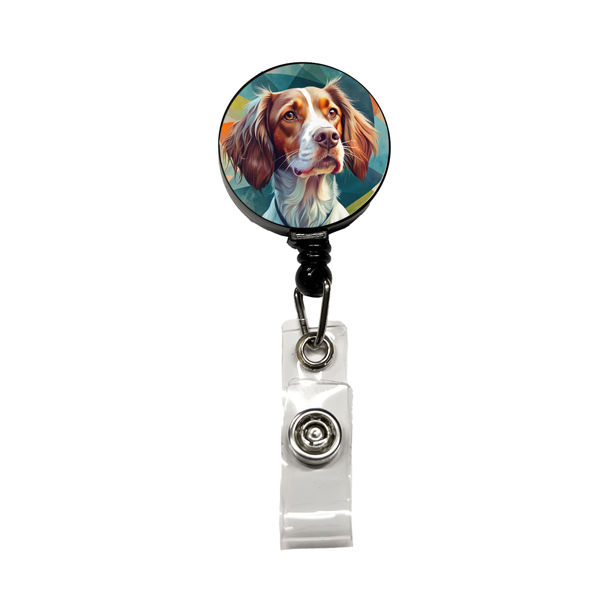 Brittany Spaniel Dog Contemporary Art Retractable ID Key Card Name Tag Badge Holder with Clip