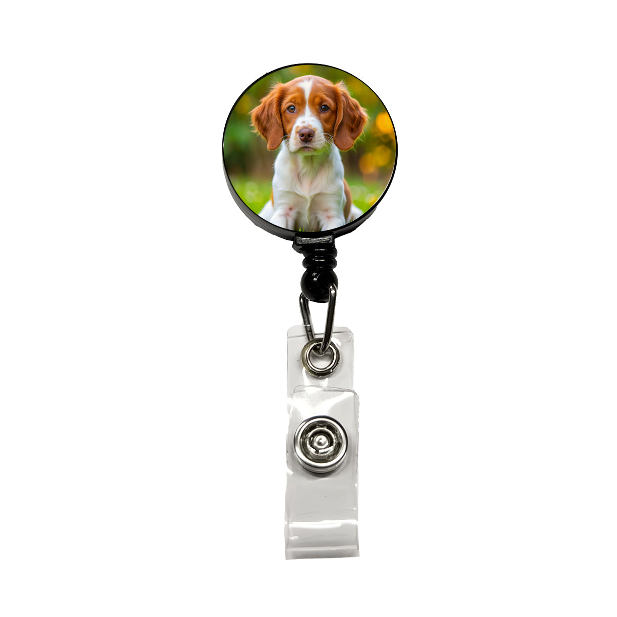 Brittany Spaniel Dog Puppy Photo Retractable ID Key Card Name Tag Badge Holder with Clip