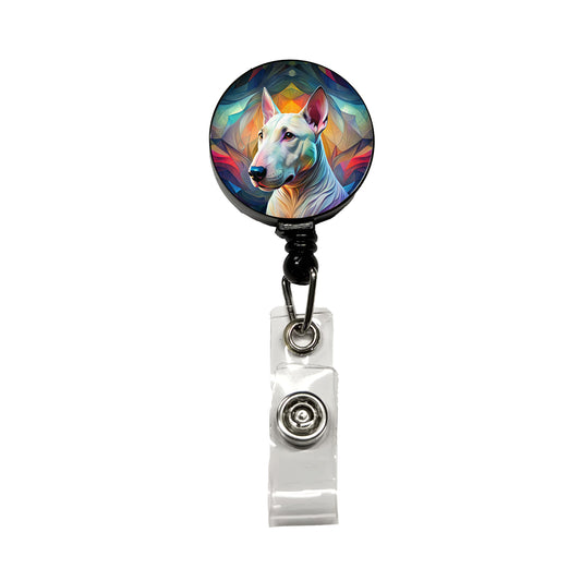 Bull Terrier Dog Abstract Stylized Art Retractable ID Key Card Name Tag Badge Holder with Clip