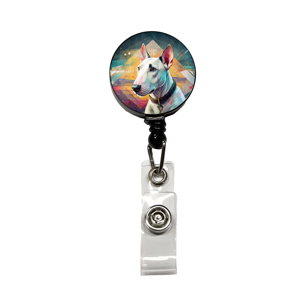 Bull Terrier Dog Contemporary Art Retractable ID Key Card Name Tag Badge Holder with Clip