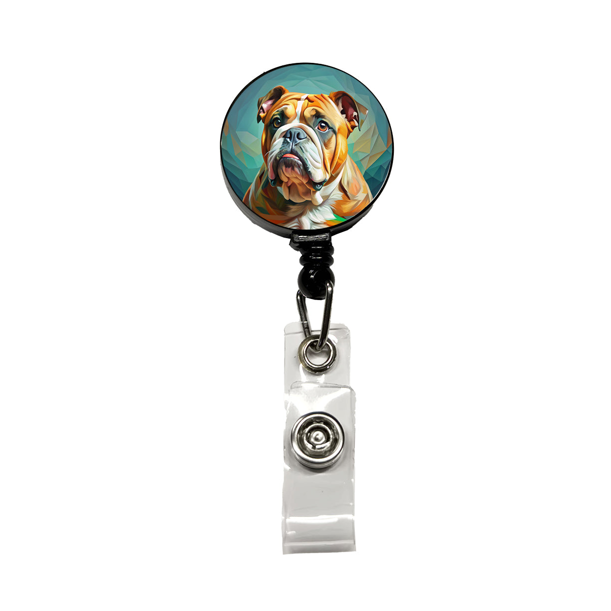 Bulldog Dog Expressionism Art Retractable ID Key Card Name Tag Badge Holder with Clip