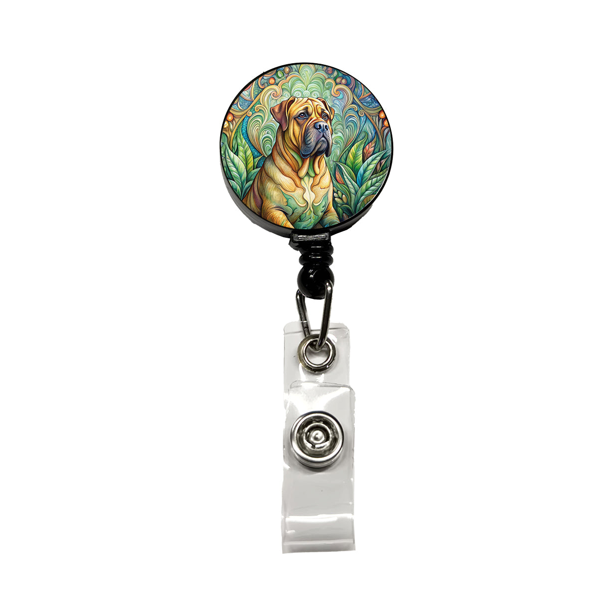 Bullmastiff Dog Art Nouveau Retractable ID Key Card Name Tag Badge Holder with Clip