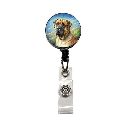 Bullmastiff Dog Illustration Retractable ID Key Card Name Tag Badge Holder with Clip