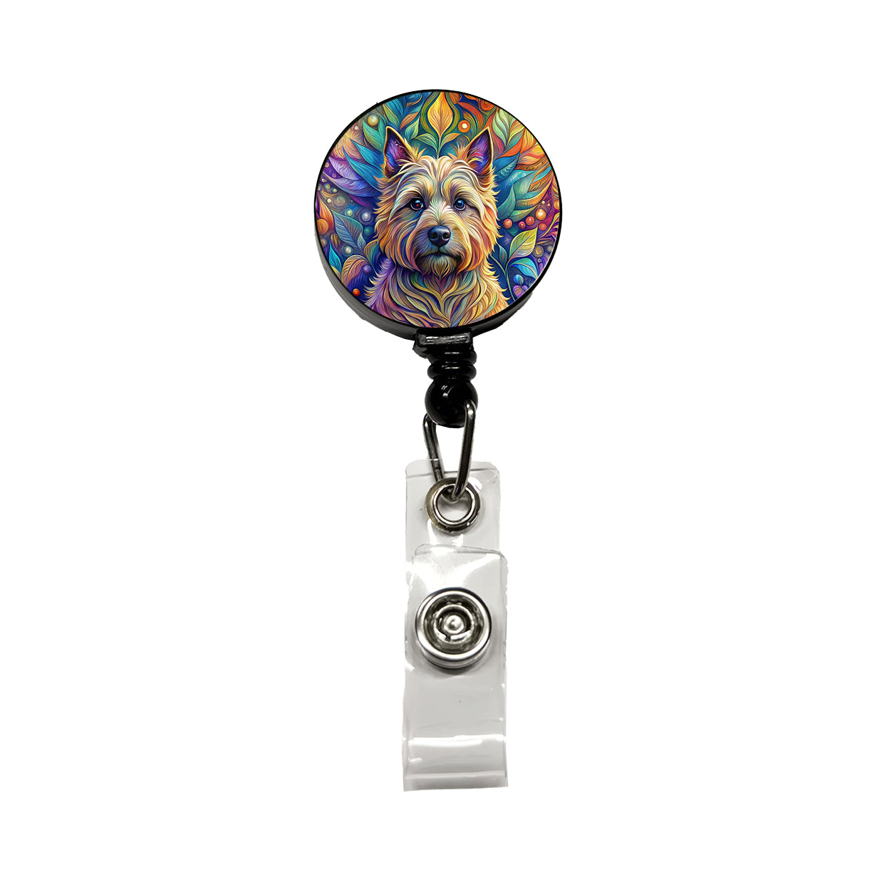 Cairn Terrier Dog Bohemian Art Retractable ID Key Card Name Tag Badge Holder with Clip