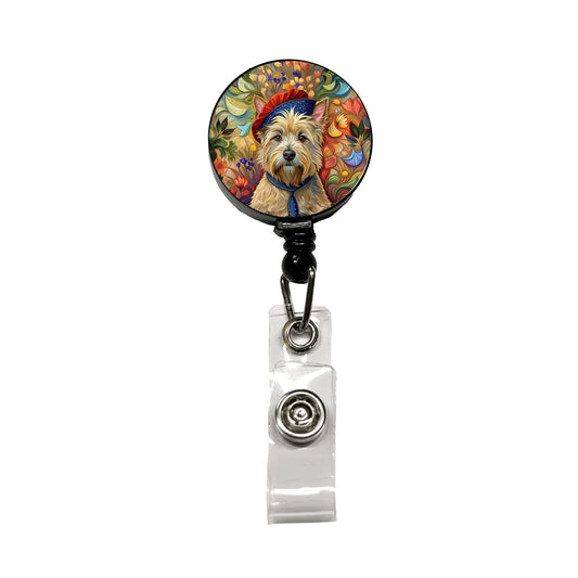 Cairn Terrier Dog French Bohemian Art Retractable ID Key Card Name Tag Badge Holder with Clip