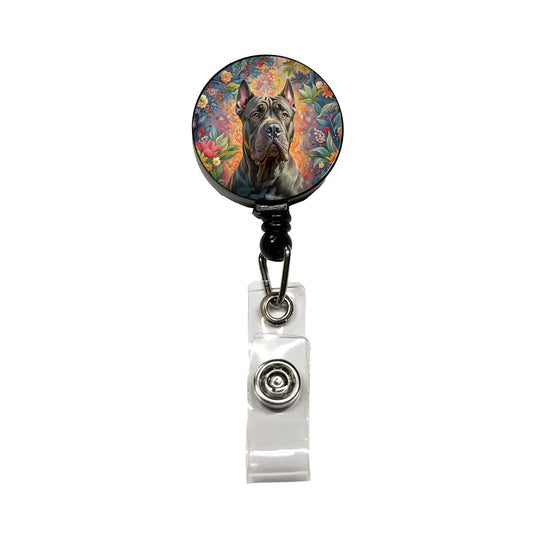 Cane Corso Dog French Bohemian Art Retractable ID Key Card Name Tag Badge Holder with Clip