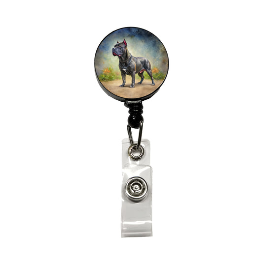 Cane Corso Dog Illustration Retractable ID Key Card Name Tag Badge Holder with Clip