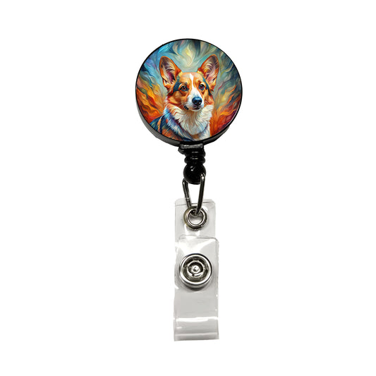 Cardigan Welsh Corgi Dog Expressionism Art Retractable ID Key Card Name Tag Badge Holder with Clip