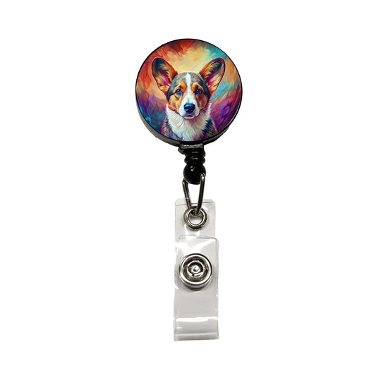 Cardigan Welsh Corgi Dog Pop Art Retractable ID Key Card Name Tag Badge Holder with Clip