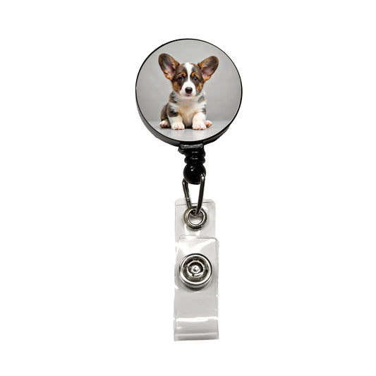 Cardigan Welsh Corgi Dog Puppy Photo Retractable ID Key Card Name Tag Badge Holder with Clip