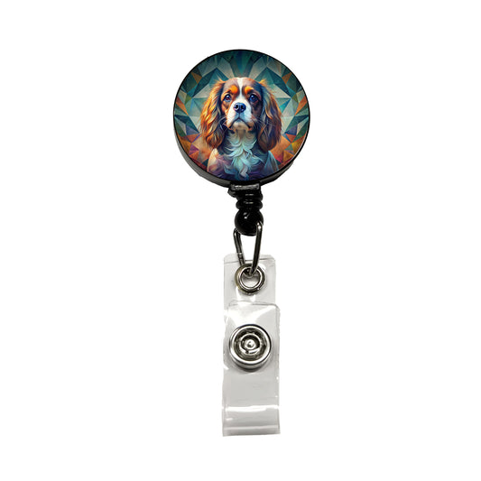 Cavalier King Charles Spaniel Abstract Stylized Art Retractable ID Key Card Name Tag Badge Holder with Clip