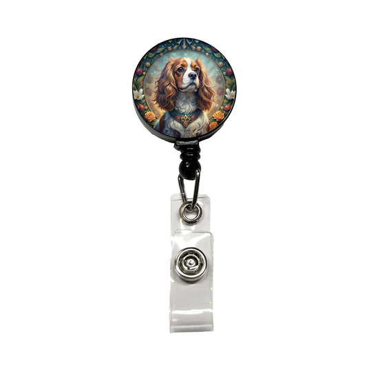 Cavalier King Charles Spaniel Dog Art Nouveau Retractable ID Key Card Name Tag Badge Holder with Clip