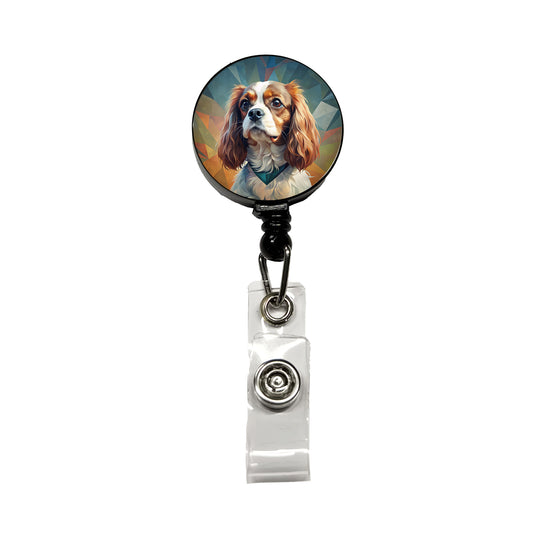 Cavalier King Charles Spaniel Dog Contemporary Art Retractable ID Key Card Name Tag Badge Holder with Clip