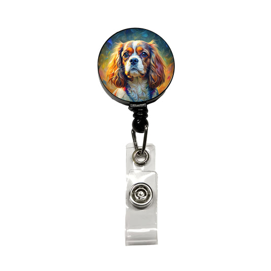 Cavalier King Charles Spaniel Dog Expressionism Art Retractable ID Key Card Name Tag Badge Holder with Clip