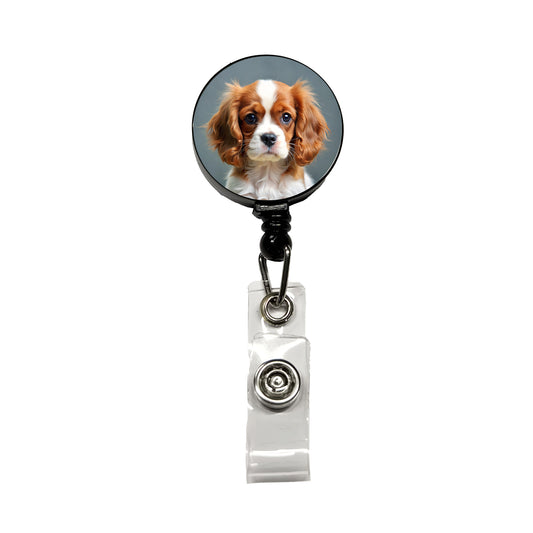 Cavalier King Charles Spaniel Dog Puppy Photo Retractable ID Key Card Name Tag Badge Holder with Clip
