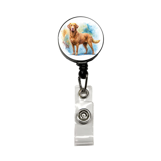 Chesapeake Bay Retriever Dog Watercolor Style Retractable ID Key Card Name Tag Badge Holder with Clip