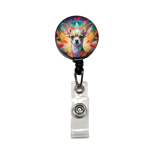 Chihuahua Dog Abstract Art Retractable ID Key Card Name Tag Badge Holder with Clip